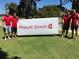 Andrew Harman (Philip Chun), Adam Hilbrands (Hilburn Construction), Richard Wells (Philip Chun) and Will Schofield (Woods Bagot) at the charity golf day in Perth, supporting the IF Foundation.